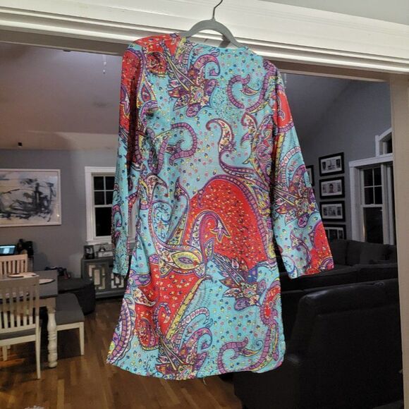Raj Women's V-Neck Neck Printed Blue red tunic dress beach cover up sz M… - Picture 11 of 14